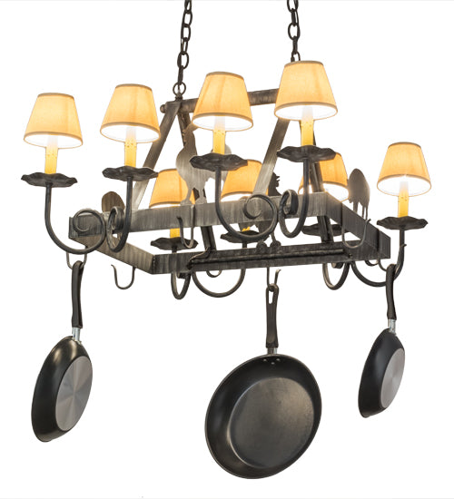 27" Long Barn Animals 8 Light Pot Rack