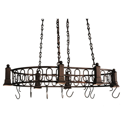 43" Long Revival Deco 6 Light Pot Rack