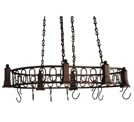 43" Long Revival Deco 6 Light Pot Rack