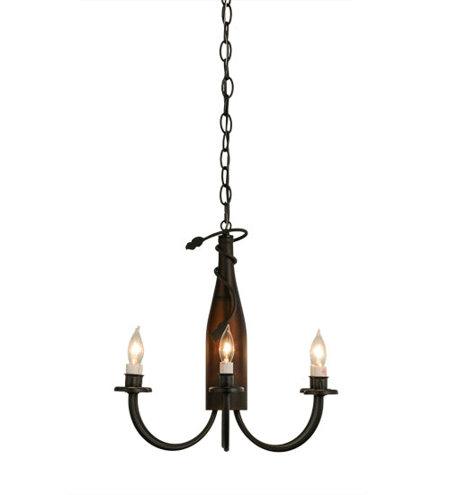 18"W Tuscan Vineyard Frosted Amber 6 Lt Wine Bottle Chandelier