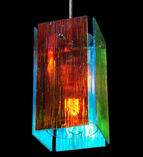 7"W Metro Fusion Fire And Ice Mist Quadrato Mini Pendant