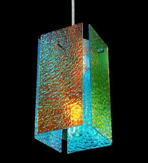 7"W Metro Fusion Fire And Ice Granite Quadrato Mini Pendant