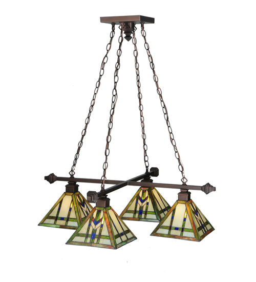 36" Square Prairie Wheat 4 Light Chandelier