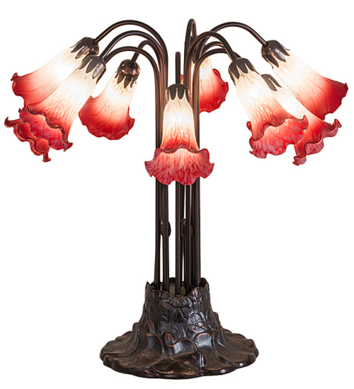 22"H Pink/White Pond Lily 10 Lt Table Lamp