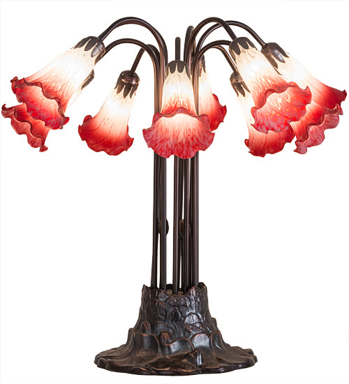 22"H Pink/White Pond Lily 10 Lt Table Lamp