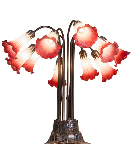 22"H Pink/White Pond Lily 10 Lt Table Lamp