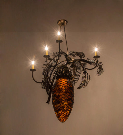 29.5"W Pinecone 5 Arm Chandelier