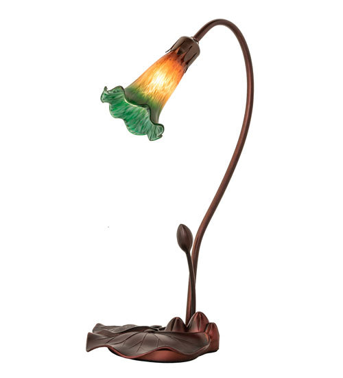 16" High Amber/Green Pond Lily Accent Lamp