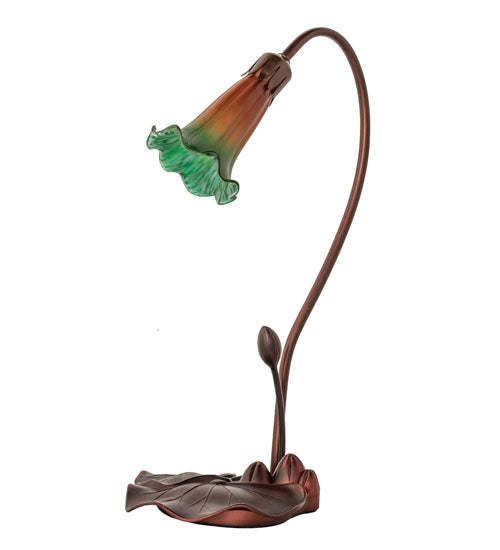 16" High Amber/Green Pond Lily Accent Lamp