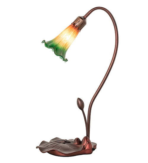 16" High Amber/Green Pond Lily Accent Lamp