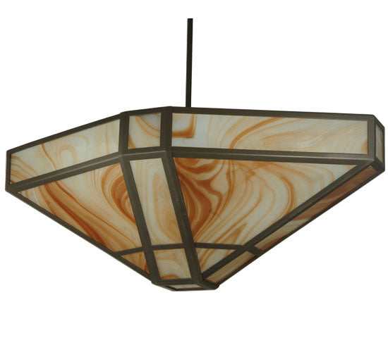 36.5"L Geometric Cognac Swirl Oblong Inverted Pendant