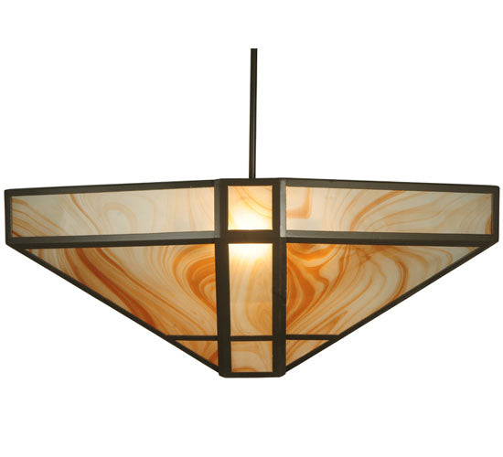 36.5"L Geometric Cognac Swirl Oblong Inverted Pendant