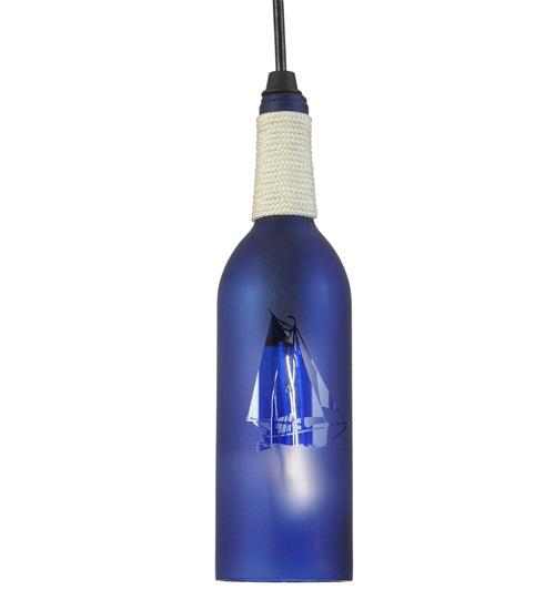 3"W Coastal Collection Sailboat Wine Bottle Mini Pendant