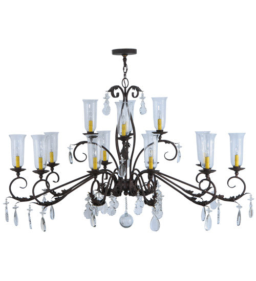 62" Long Windsor 14 Light Oblong Chandelier