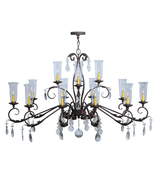 62" Long Windsor 14 Light Oblong Chandelier