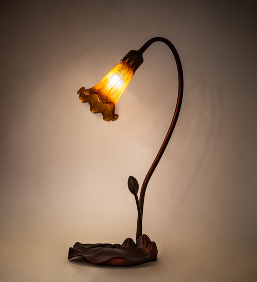 16" High Amber Tiffany Pond Lily Accent Lamp