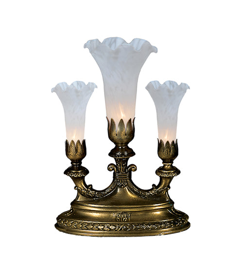 13"H White Pond Lily 3 Lt Mantelabra Accent Lamp