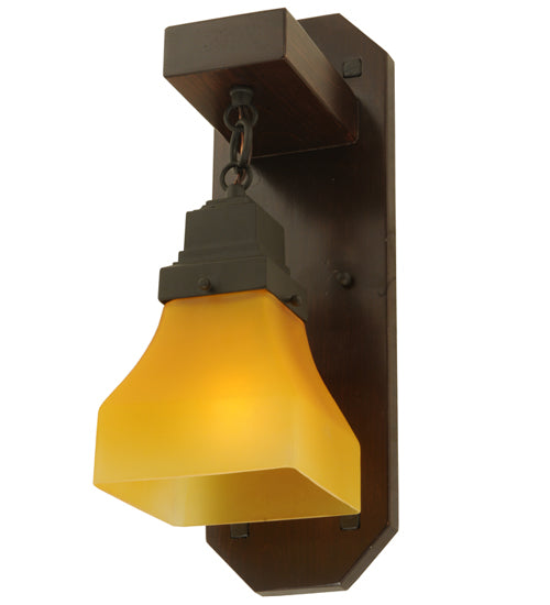 5" Wide Bungalow Frosted Amber Wall Sconce