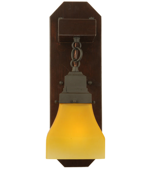 5" Wide Bungalow Frosted Amber Wall Sconce