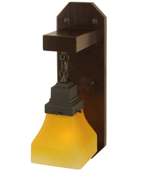 5" Wide Bungalow Frosted Amber Wall Sconce