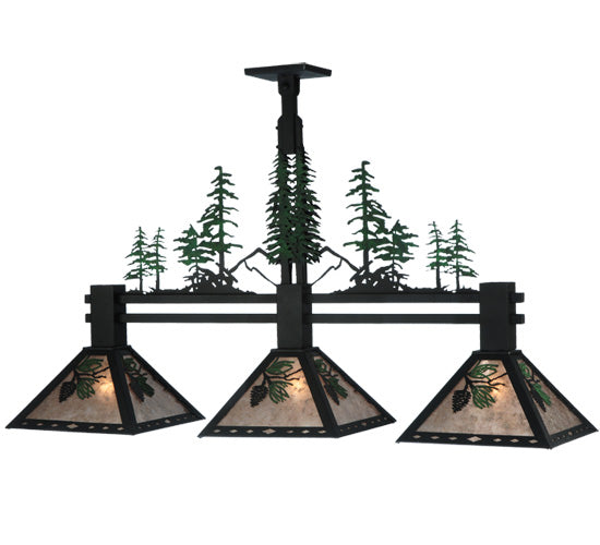 45"L Winter Pine Tall Pines 3 Lt Island Pendant