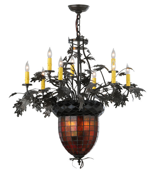 34" Wide Greenbriar Oak 9 Arm Chandelier