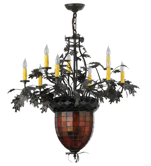 34" Wide Greenbriar Oak 9 Arm Chandelier