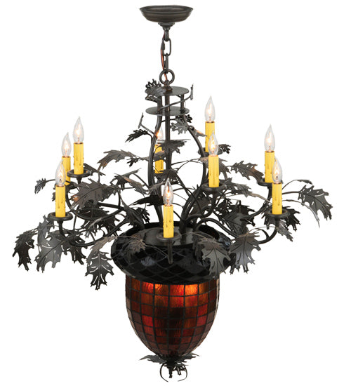 34" Wide Greenbriar Oak 9 Arm Chandelier