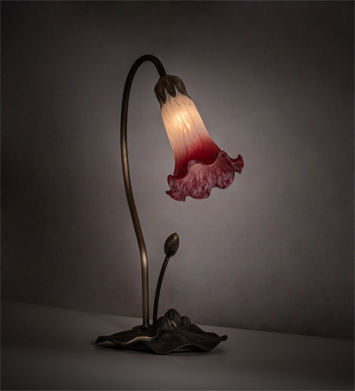 16" High Pink/White Tiffany Pond Lily Accent Lamp