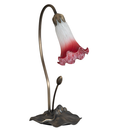 16" High Pink/White Tiffany Pond Lily Accent Lamp