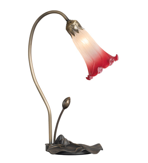 16" High Pink/White Tiffany Pond Lily Accent Lamp