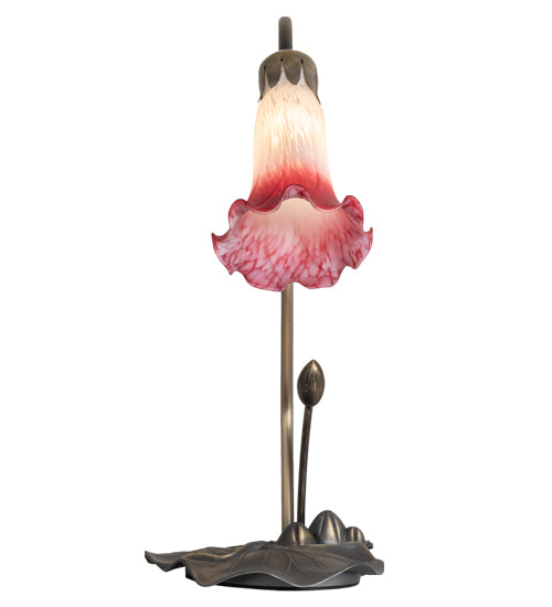 16" High Pink/White Tiffany Pond Lily Accent Lamp