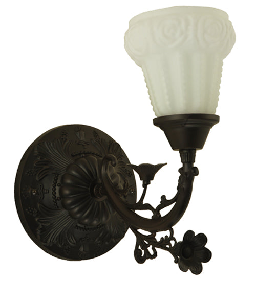 7" Wide White Puffy Rose Wall Sconce