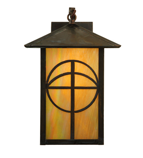 9"W Seneca Circle Cross Curved Arm Wall Sconce