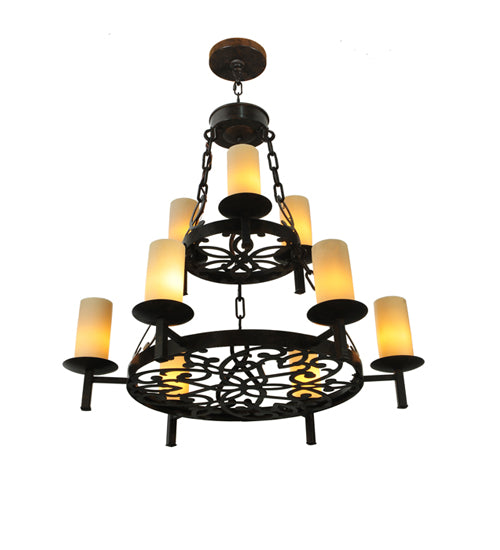 33" Wide Newcastle 9 Light Two Tier Chandelier