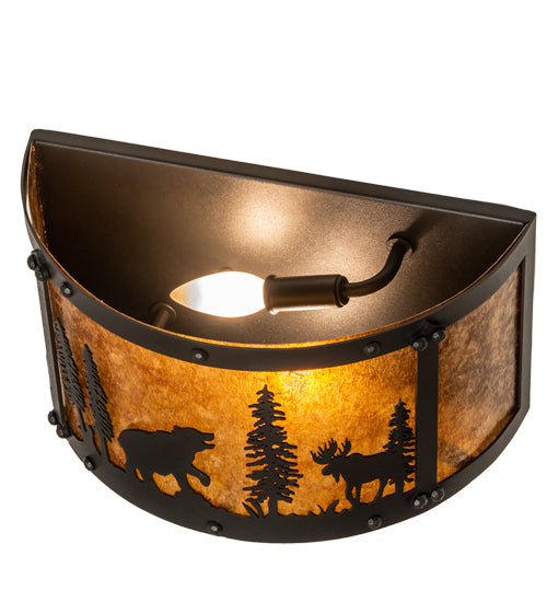 13.5" Wide Wildlife At Pine Lake Wall Sconce