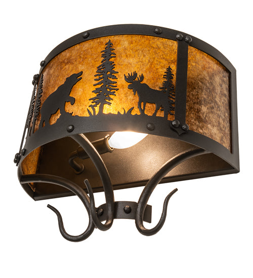 13.5" Wide Wildlife At Pine Lake Wall Sconce