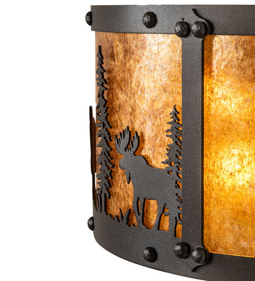 13.5" Wide Wildlife At Pine Lake Wall Sconce