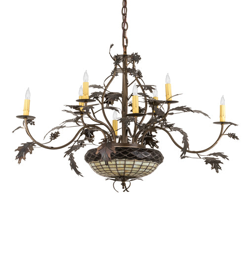 42" Wide Greenbriar Oak 8 Arm Chandelier