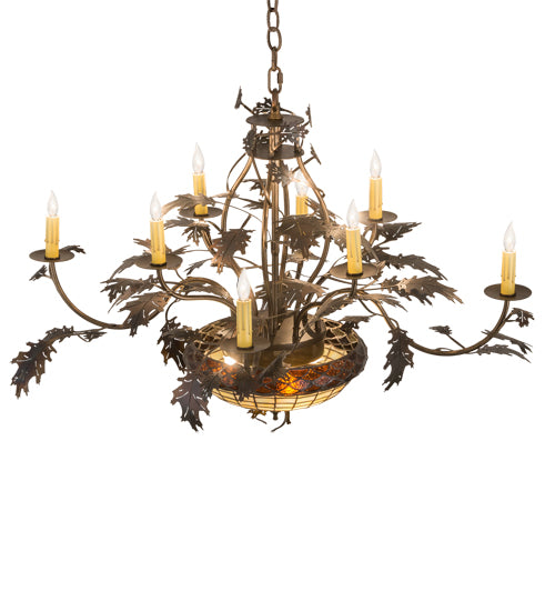 42" Wide Greenbriar Oak 8 Arm Chandelier