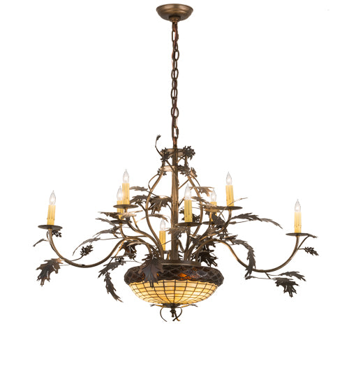 42" Wide Greenbriar Oak 8 Arm Chandelier