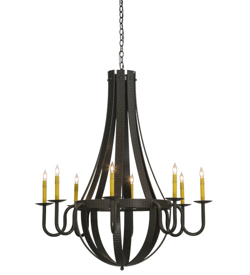 42"W Barrel Stave Metallo 8 Lt Chandelier