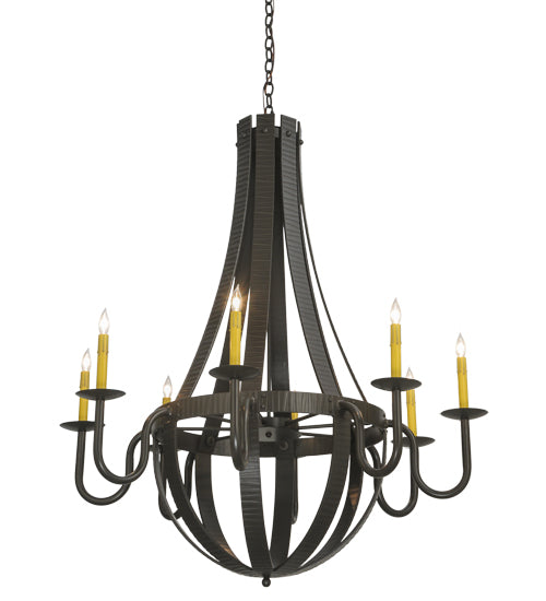 42"W Barrel Stave Metallo 8 Lt Chandelier