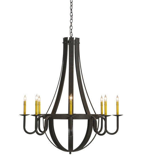 42"W Barrel Stave Metallo 8 Lt Chandelier