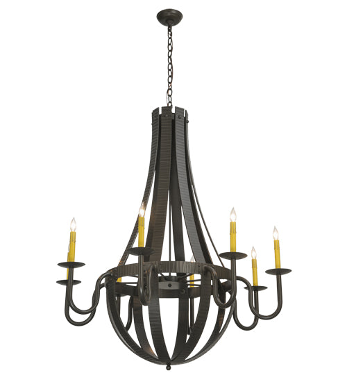 42"W Barrel Stave Metallo 8 Lt Chandelier