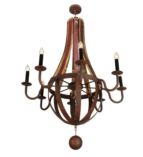 43"W Barrel Stave Metallo 8 Lt Chandelier