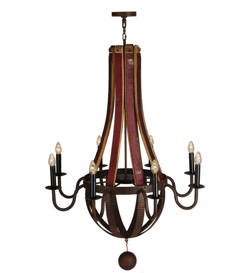 43"W Barrel Stave Metallo 8 Lt Chandelier