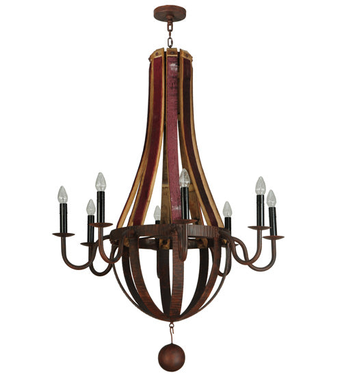 43"W Barrel Stave Metallo 8 Lt Chandelier