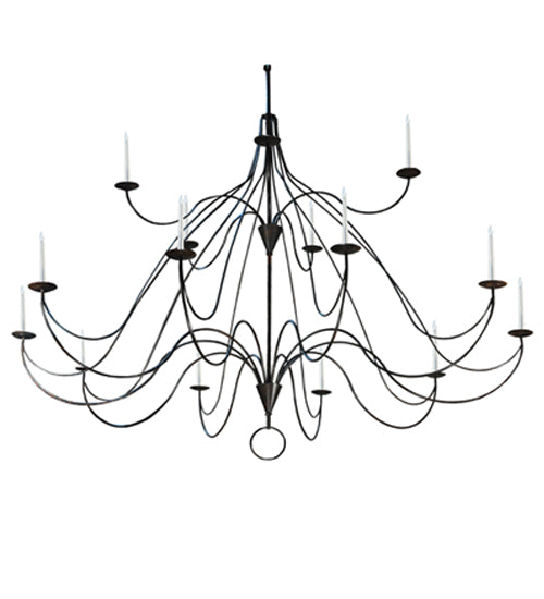 96"W Polonaise 15 Candles Two Tier Chandelier