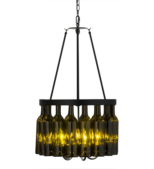 17"W Tuscan Vineyard Estate 16 Wine Bottle Chandelier